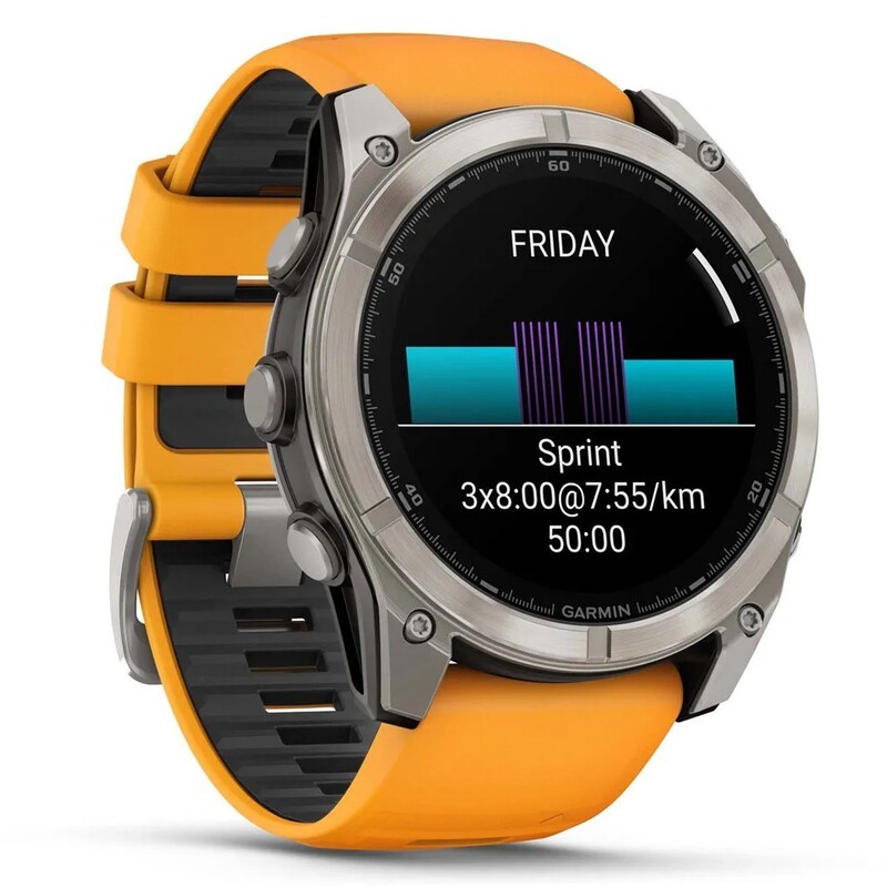 Смарт-годинник Garmin Fenix 8 51mm AMOLED Sapphire Titanium with Spark Orange/Graphite Silicone Band (010-02905-11)