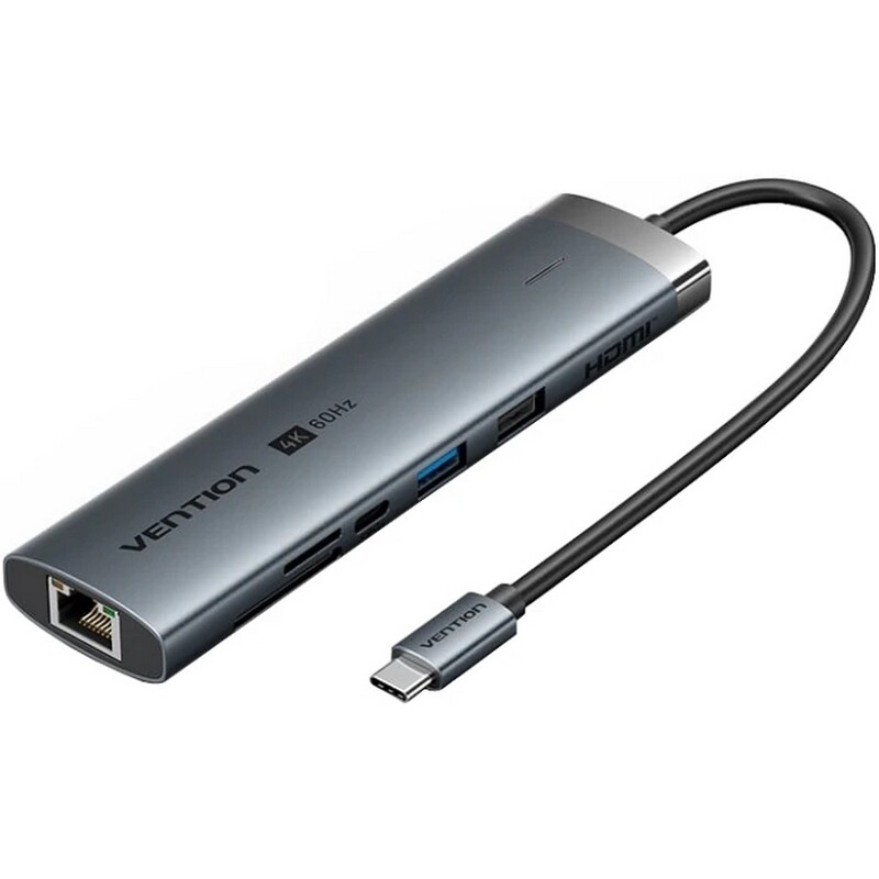 USB-хаб Vention 8 в 1 USB 3.2 Type-C - HDMI, USB 3.0, USB 2.0, RJ-45, SD, TF, PD (TGUHB)