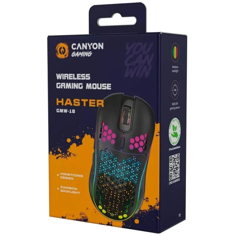 Мышь беспроводная Canyon Haster GMW-18 Gaming Black (CND-SGMW18)