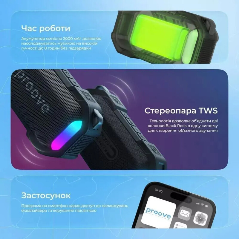 Акустическая система Proove Black Rock Black Blue (PSBR1001AP23)