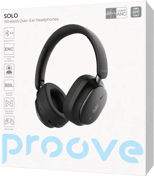 Bluetooth-гарнитура Proove Solo with ANC (APP) Black (HPSL0001AP01)