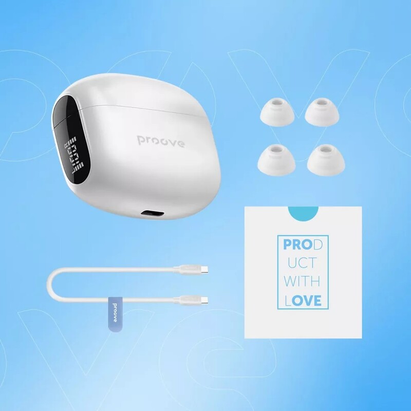 Bluetooth-гарнитура Proove Tempo TWS with ANC (APP) White (TWTM0001AP02)