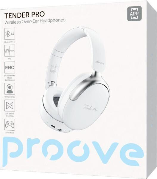 Bluetooth-гарнитура Proove Tender Pro with ANC (APP) White (HPTP0001AP02)