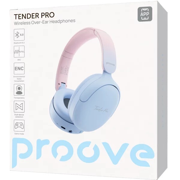 Bluetooth-гарнітура Proove Tender Pro with ANC (APP) Blue/Pink (HPTP0001AP08)