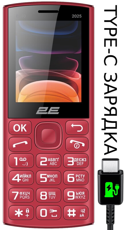 Мобiльний телефон 2E E240 2025 Dual Sim Red (794300867219)
