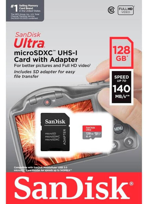 Карта пам`ятi MicroSDXC 128GB UHS-I Class 10 SanDisk Ultra A1 + SD Adapter (SDSQUAB-128G-GN6IA)
