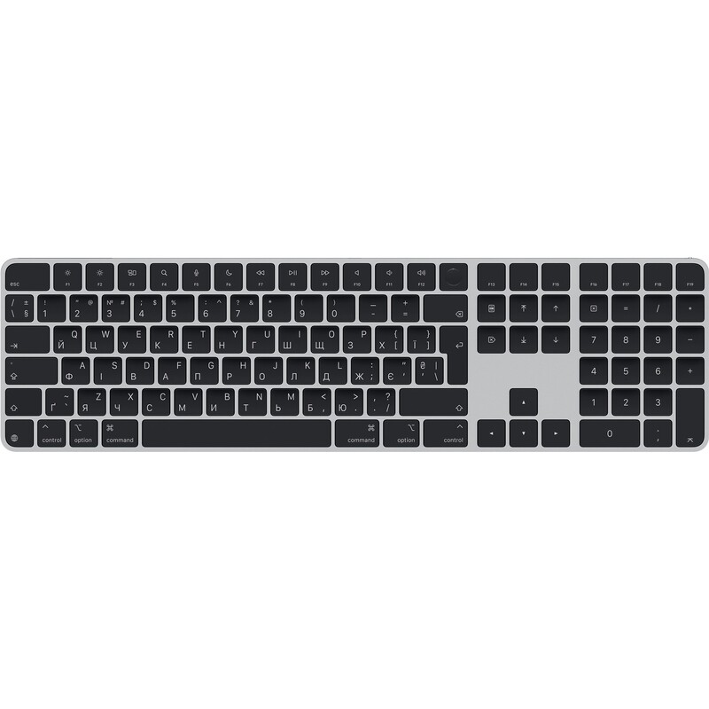 Клавіатура бездротова Apple Magic Keyboard with Touch ID and Numeric Keypad for Mac with Apple silicon Ukrainian Black (MXK83UA/A)