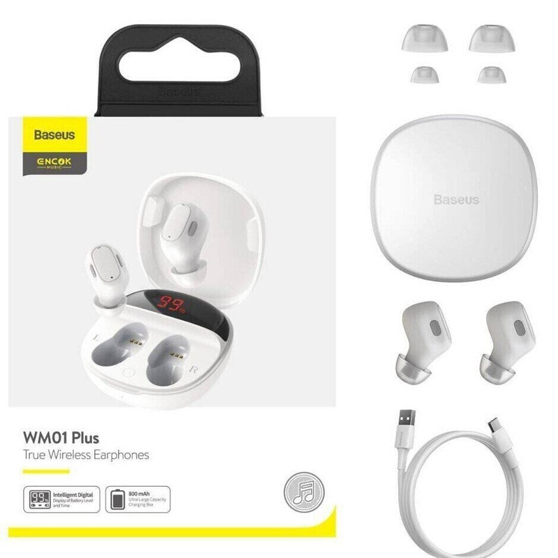 Bluetooth-гарнитура Baseus Bowie WM01 Plus TWS White (NGWM010002)