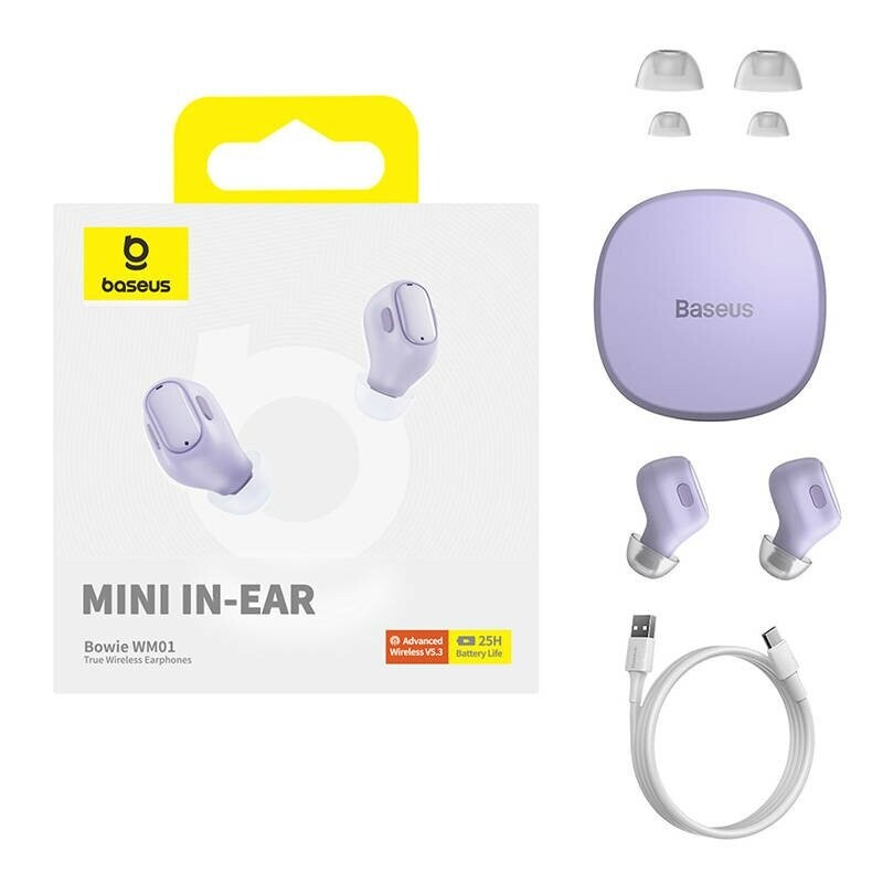 Bluetooth-гарнітура Baseus Bowie WM01 TWS Purple (NGTW370005)