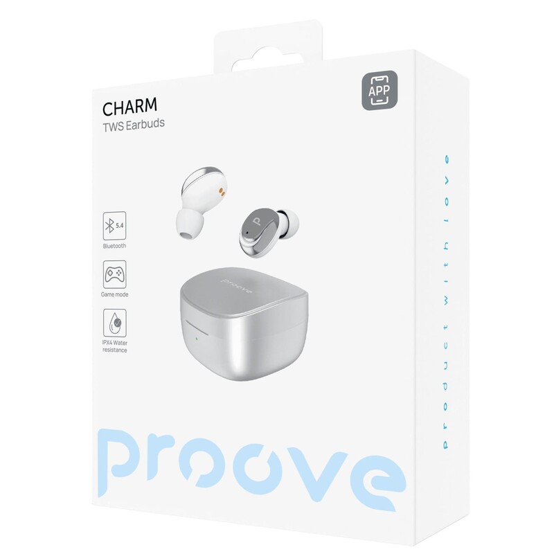Bluetooth-гарнитура Proove Charm TWS (APP) Silver (TWCH0001AP06)