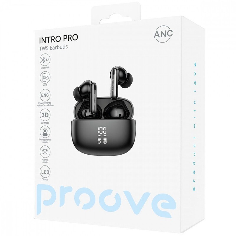 Bluetooth-гарнитура Proove Intro Pro TWS with ANC (APP) Obsidian Black (TWIP0001AP15)