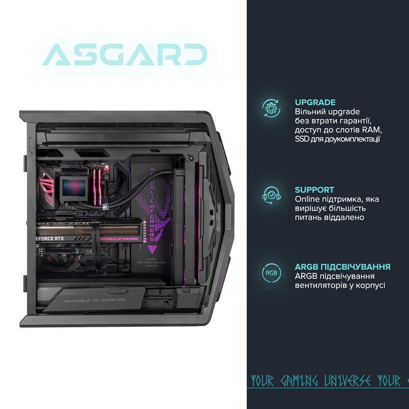 Ігровий комп`ютер ASGARD GAMER RTX 5080 / Core Ultra 7 265F / DDR5 64GB / SSD 1TB (ASG-G-5080-7500)