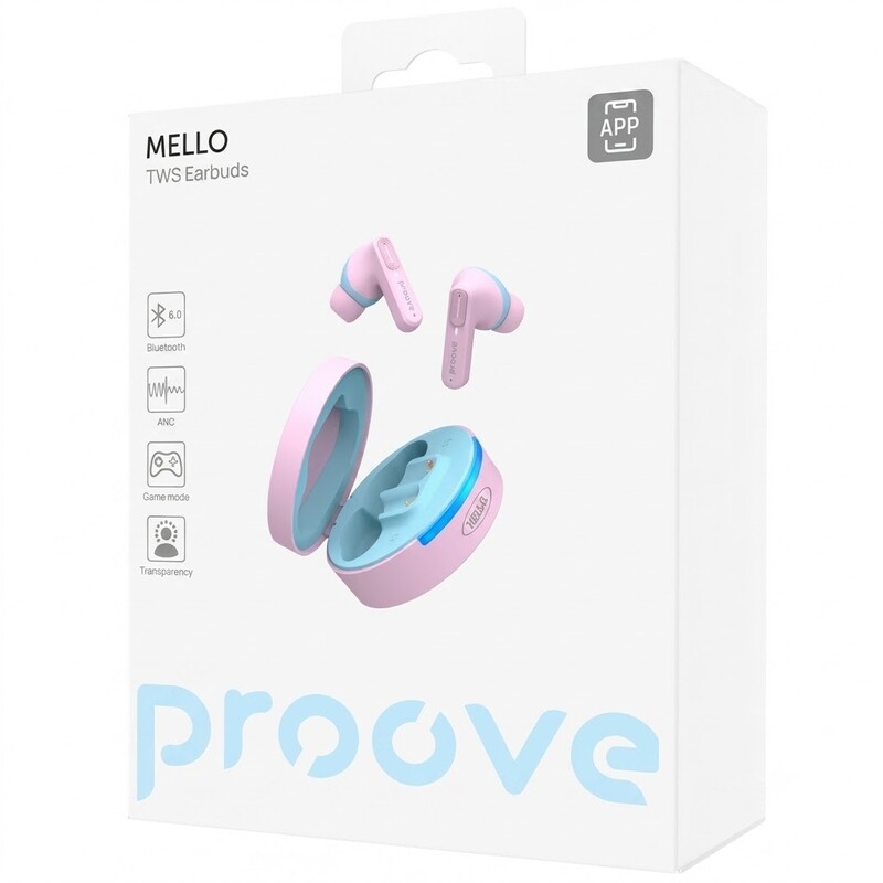 Bluetooth-гарнитура Proove Mello TWS with ANC (APP) Cotton Candy (TWML0001AP24)