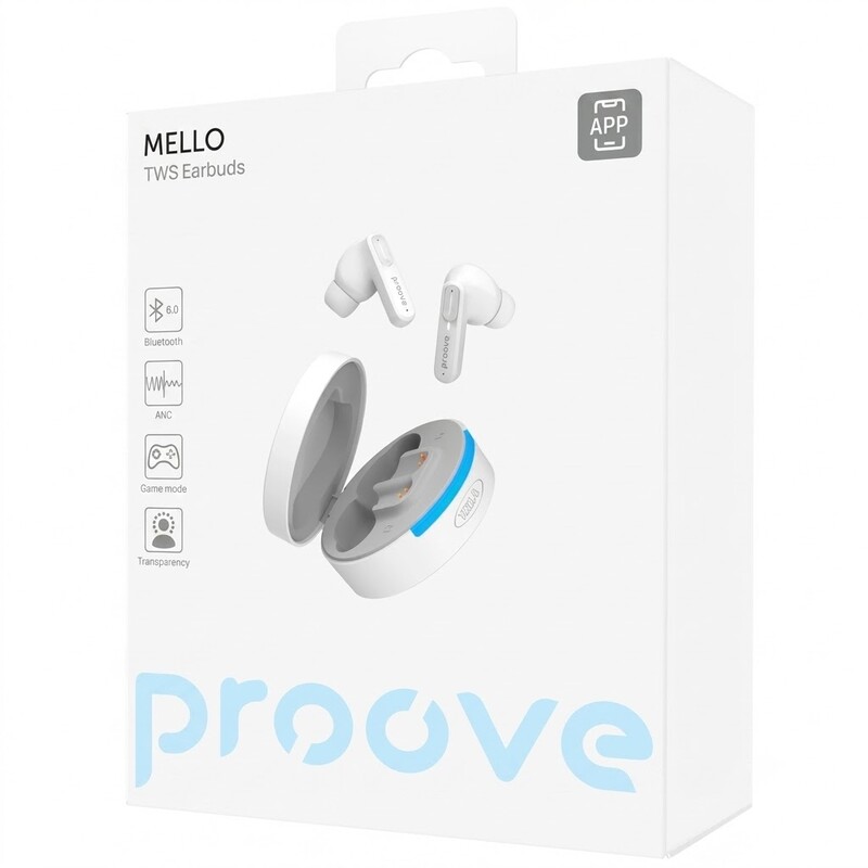 Bluetooth-гарнитура Proove Mello TWS with ANC (APP) White (TWML0001AP02)