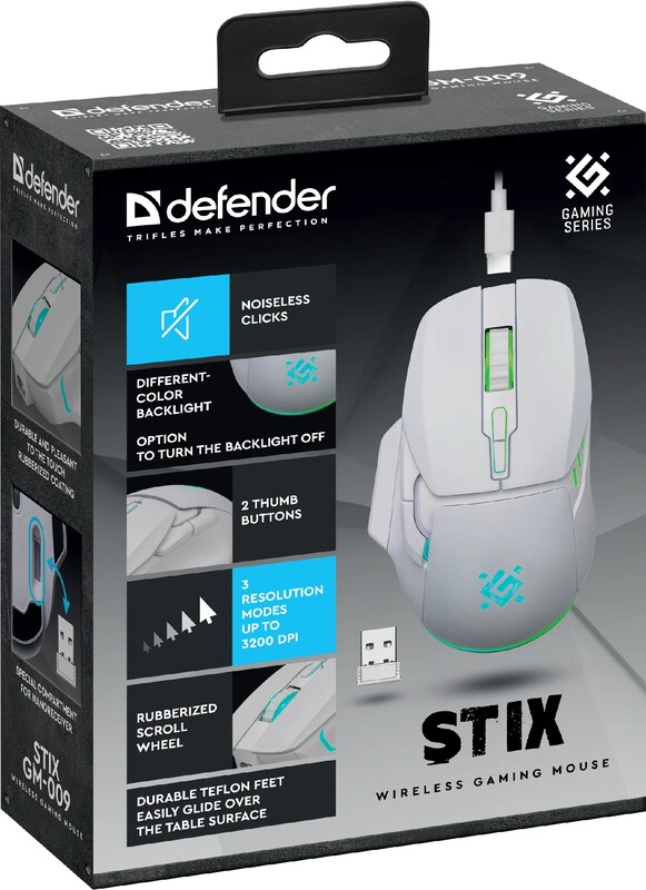 Миша бездротова Defender Stix GM-009 White (52009)