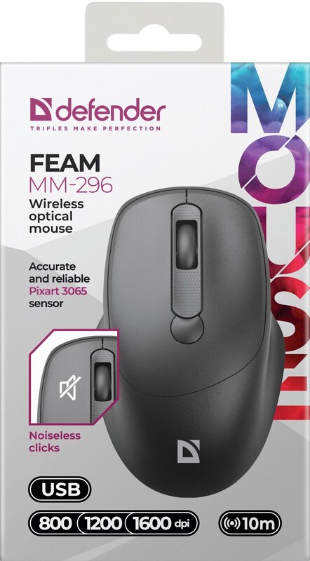 Миша бездротова Defender Feam MM-296 Black (52296)