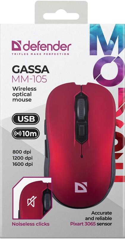 Мышь беспроводная Defender Gassa MM-105 Red (52103)
