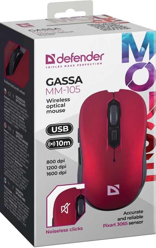 Мышь беспроводная Defender Gassa MM-105 Red (52103)
