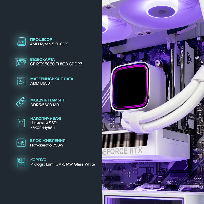 Ігровий комп`ютер ASGARD GAMER 5060 Ti 8GB / Ryzen 5 9600X / DDR5 32GB / SSD 1TB (ASG-G-5060T8-7511)