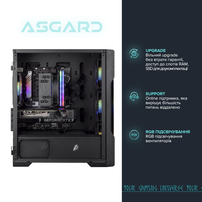 Ігровий комп`ютер ASGARD GAMER 5060 8GB / Ryzen 5 8400F / DDR5 32GB / SSD 1TB (ASG-G-5060-7522)