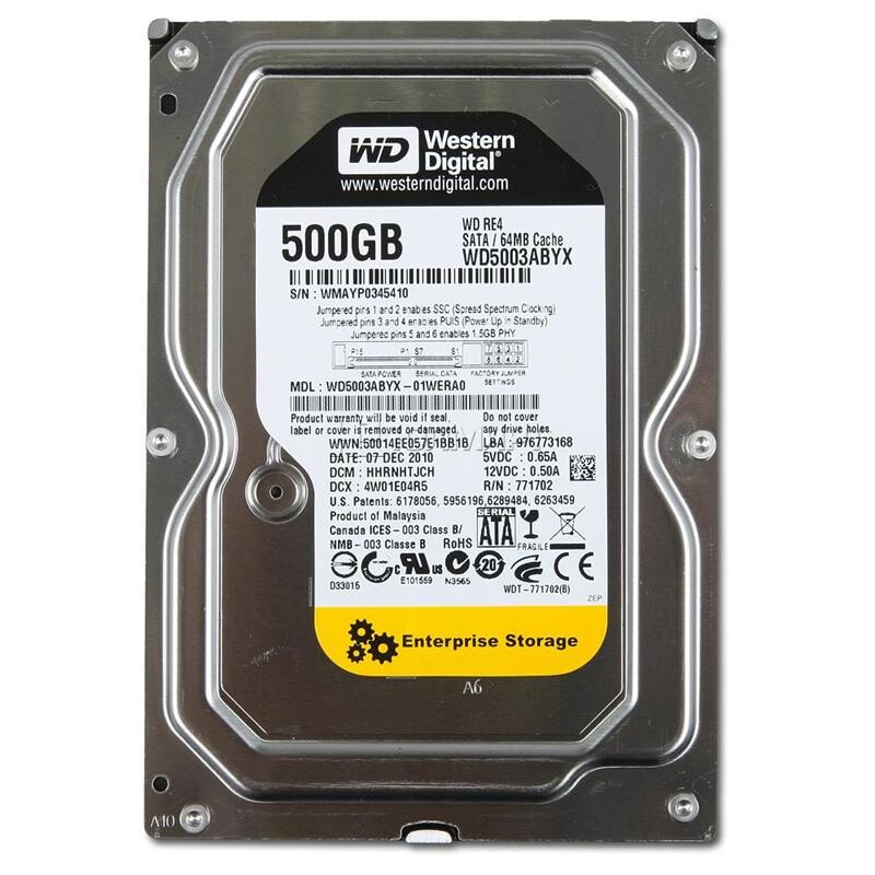 Накопитель HDD SATA 500GB WD RE4 7200rpm 64МB (WD5003ABYX) Refurbished