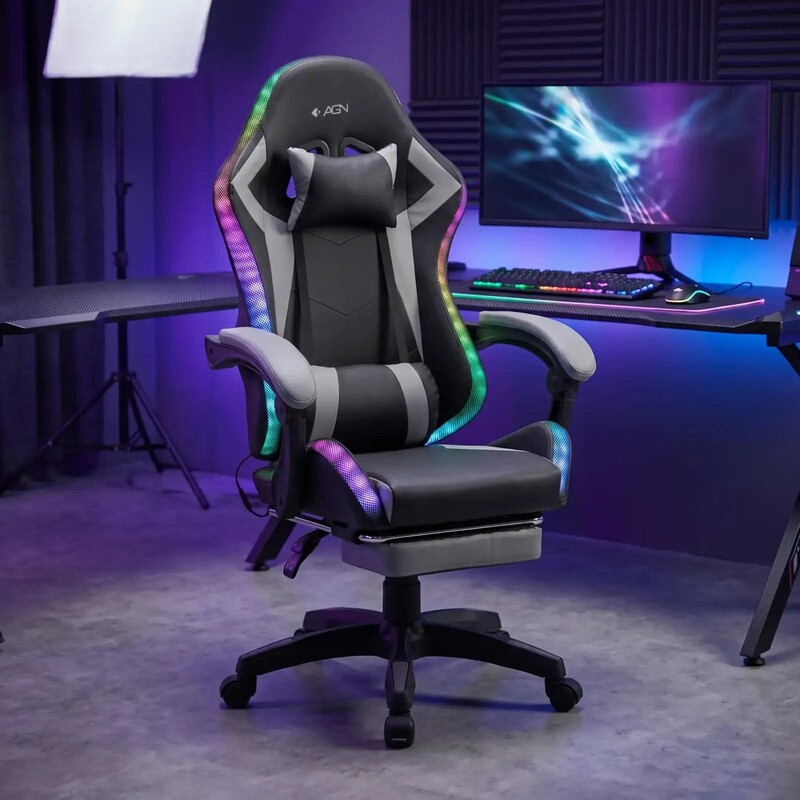 Кресло для геймеров AGN AGN09-25 подсветка RGB Black/Grey