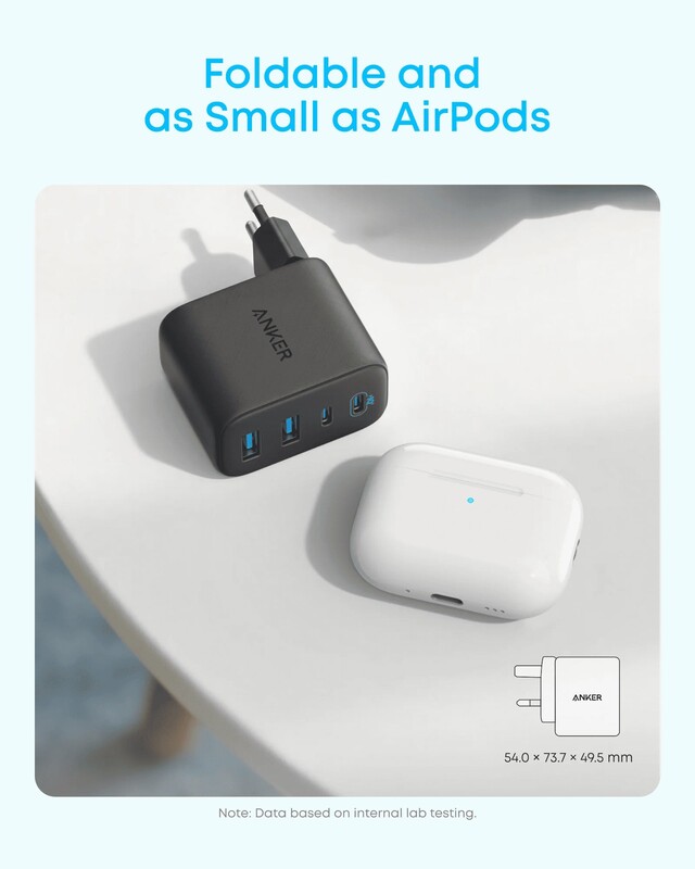 Сетевое зарядное устройство Anker Zolo Charger 50W, 2xUSB-C, 2xUSB-A, Black (A121EG11)