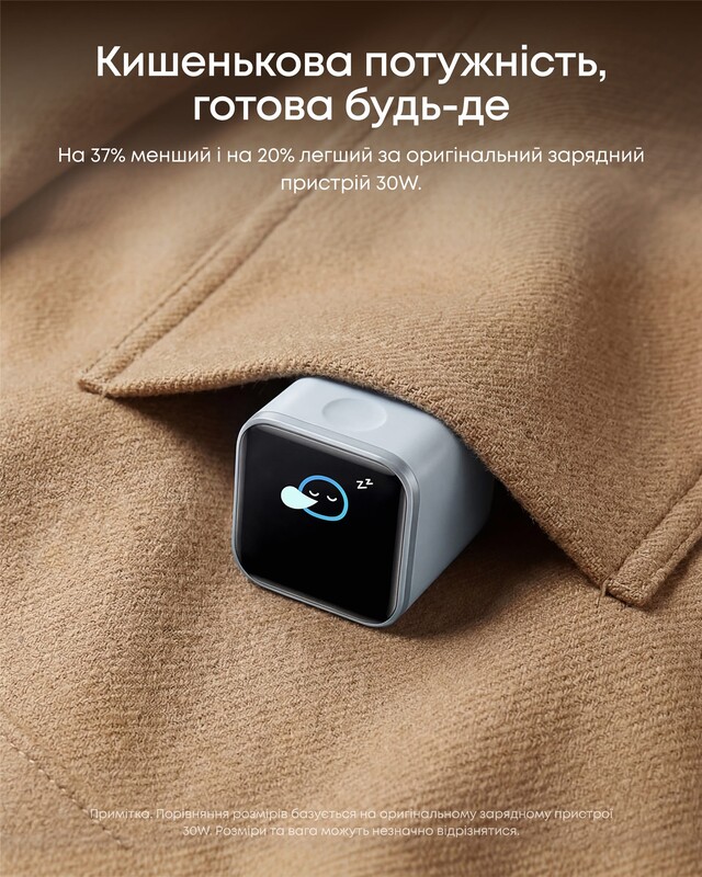 Сетевое зарядное устройство Anker Nano Charger 45W USB-C Smart Display Orange (A121DGO1)