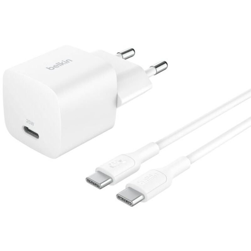 Сетевое зарядное устройство Belkin BoostCharge USB-C Wall Charger 25W + USB-C 1 м White (WCA012KQ1MWH-B6)