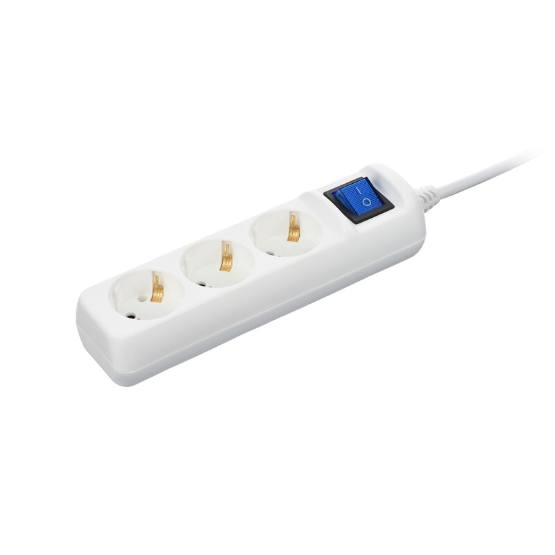 Фільтр живлення 2E (2E-U03ESM1.5) 3 розетки, 1.5 м, White
