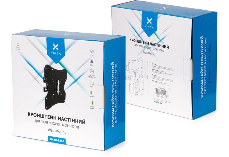 Кронштейн Vinga TM20-2253 Black (VESA200х200)
