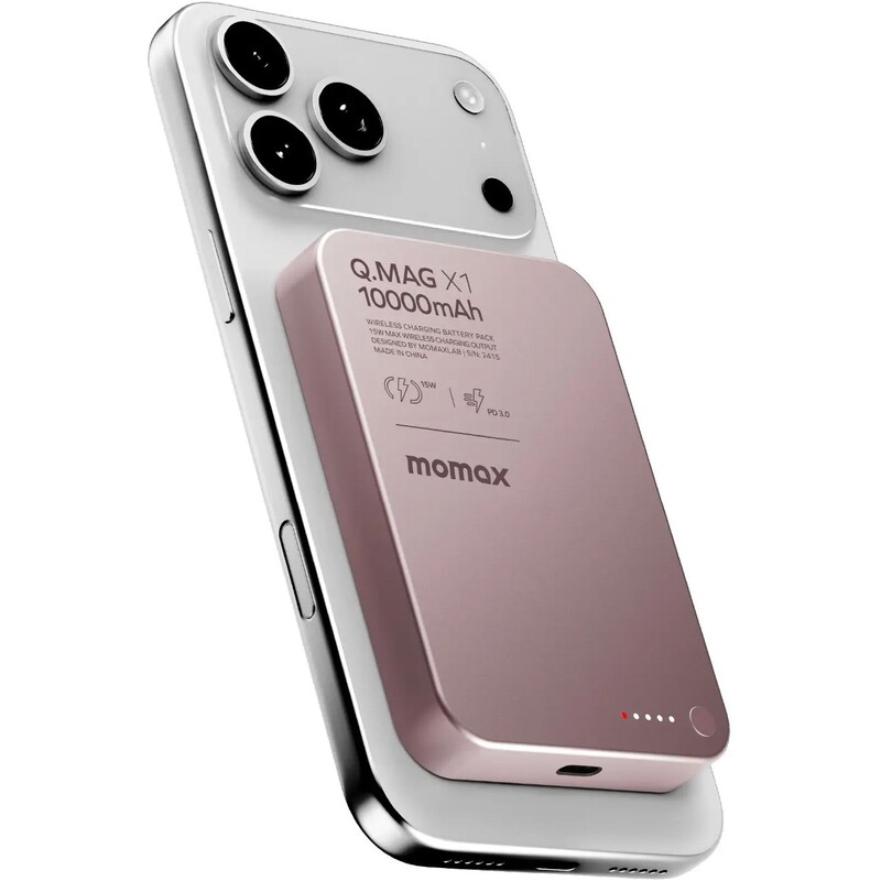 Универсальная мобильная батарея Momax Q.Mag X1 10000mAh 20W Pink (IP117AP)