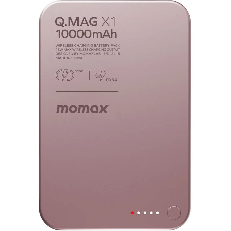 Универсальная мобильная батарея Momax Q.Mag X1 10000mAh 20W Pink (IP117AP)