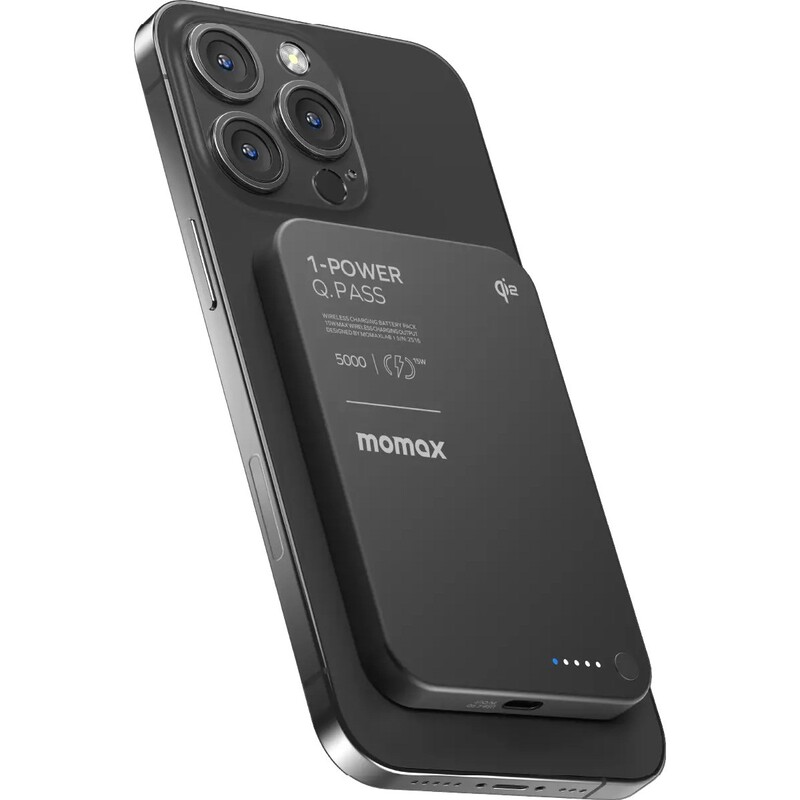 Универсальная мобильная батарея Momax 1-Power Q.Pass Qi2 5000mAh 20W Black (IP129Q2D)