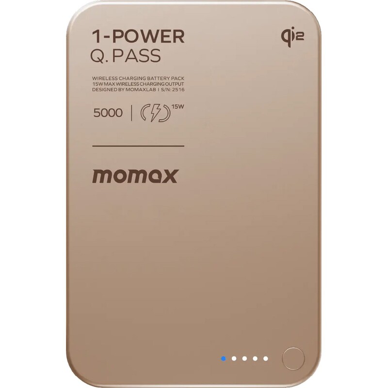 Универсальная мобильная батарея Momax 1-Power Q.Pass Qi2 5000mAh 20W Sandstone (IP129Q2L2)