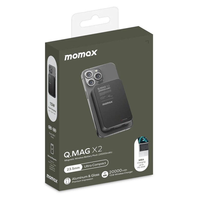Універсальна мобільна батарея Momax Q.Mag X2 20000mAh 35W Black (IP133D)
