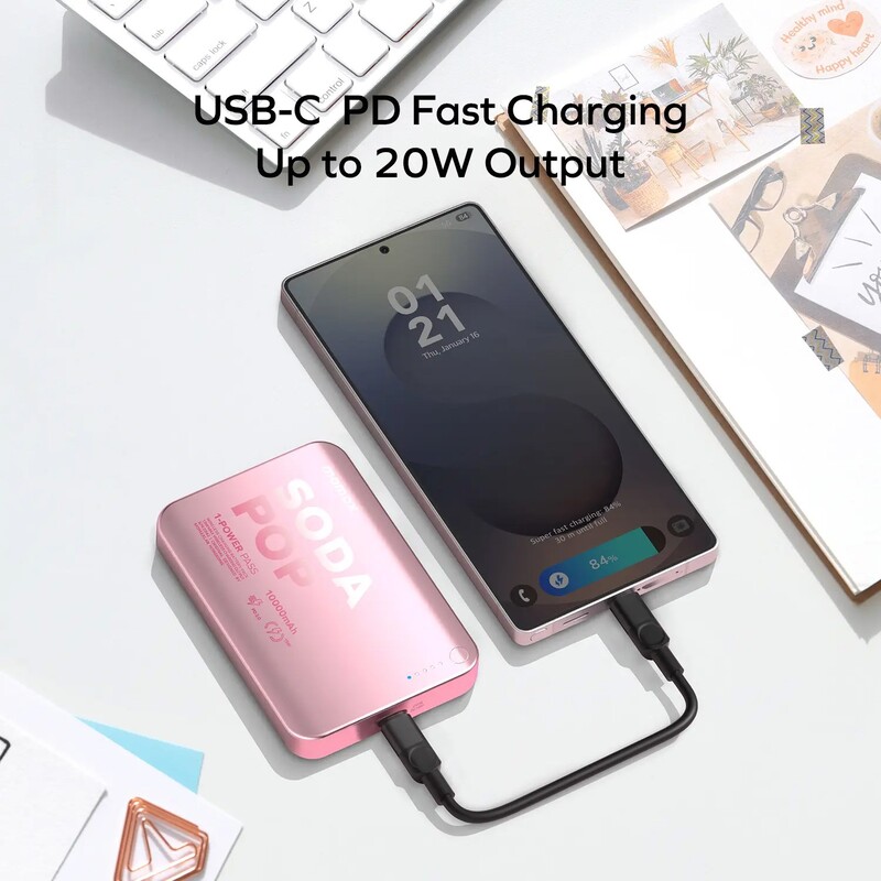 Універсальна мобільна батарея Momax 1-Power Pass 10000mAh 20W Pink (IP166P)