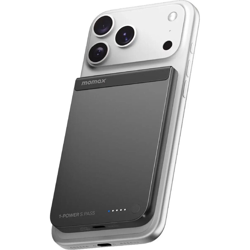 Універсальна мобільна батарея Momax 1-Power S.Pass Qi2 5000mAh 20W Black (IP161Q2D)