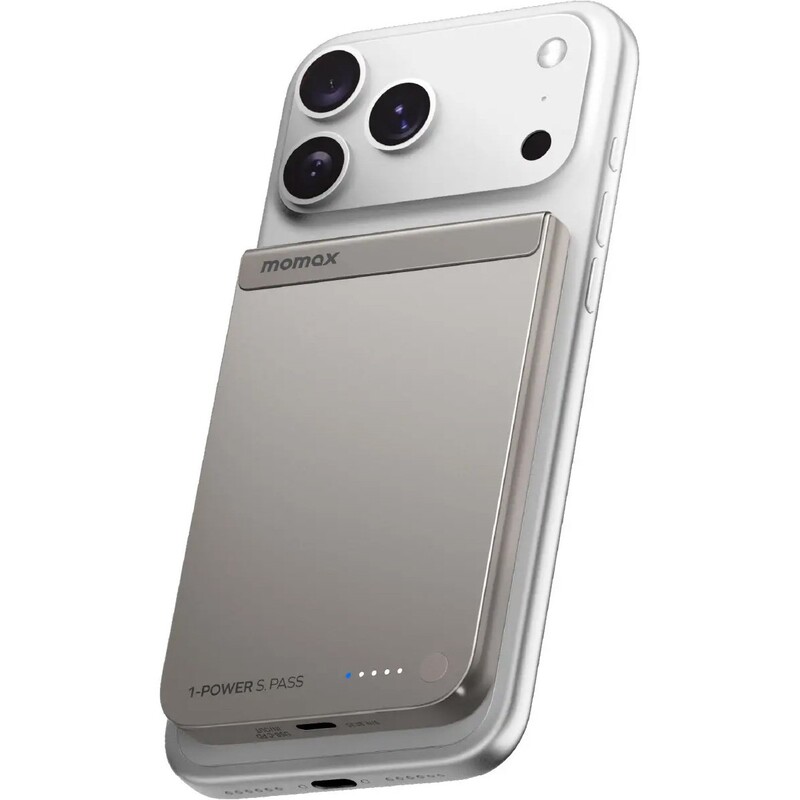 Універсальна мобільна батарея Momax 1-Power S.Pass Qi2 5000mAh 20W Titanium (IP161Q2L)