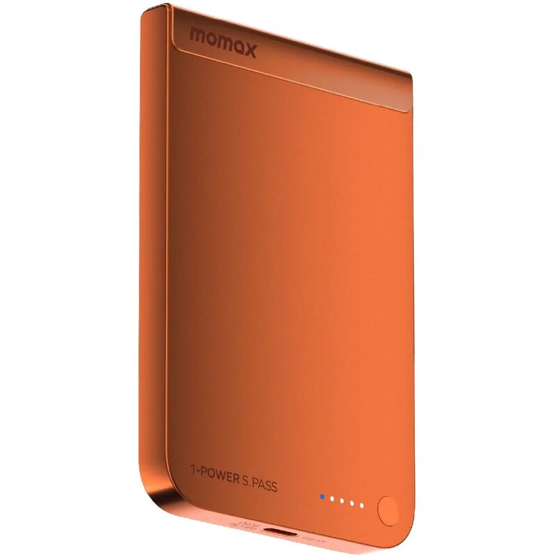 Универсальная мобильная батарея Momax 1-Power S.Pass Qi2 5000mAh 20W Solar Orange (IP161Q2M)