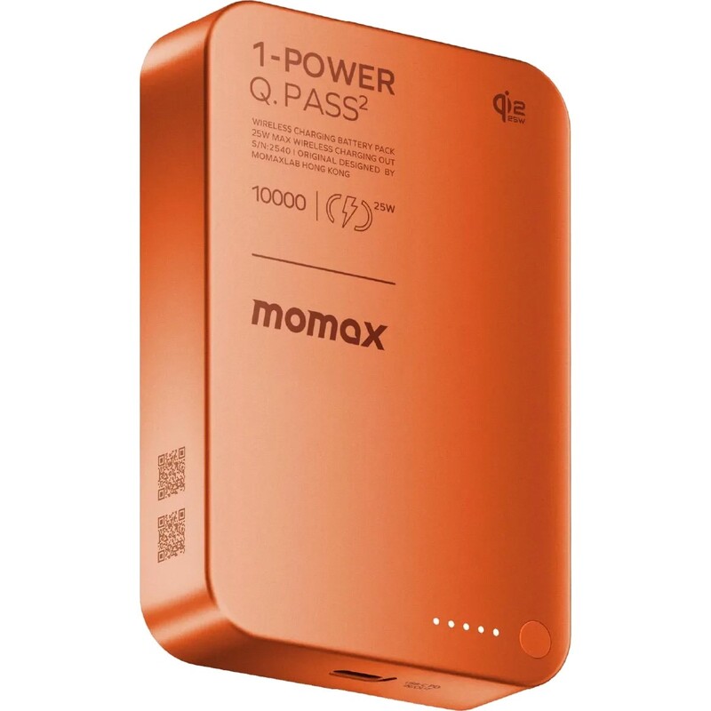 Універсальна мобільна батарея Momax 1-Power Q.Pass2 Qi2 10000mAh 30W Solar Orange (IP168Q22M)