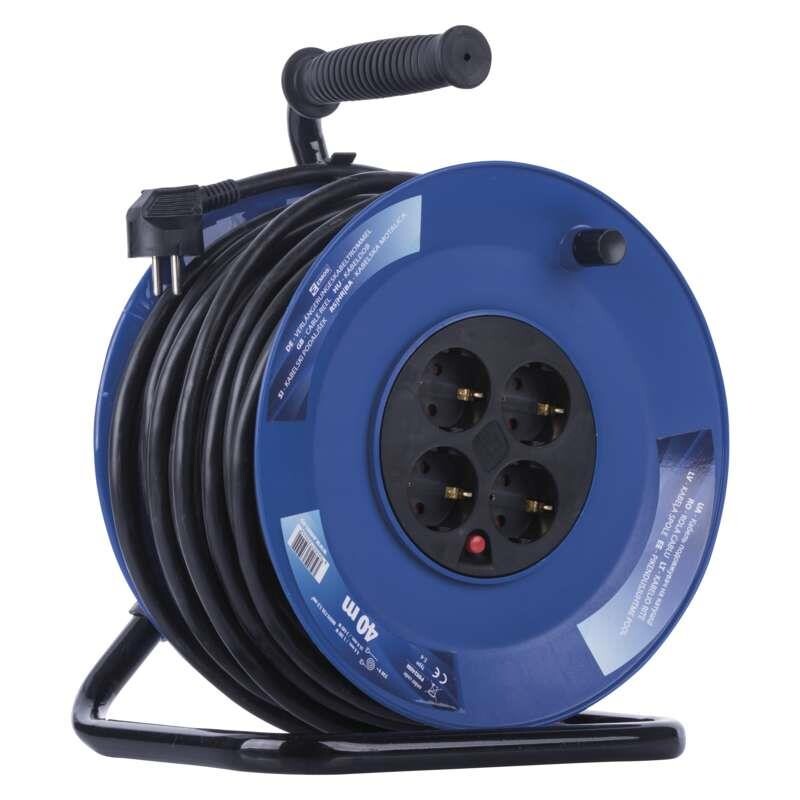 Удлинитель на катушке Emos (P09240M) 4 розетки, 2.5 мм2, 40м, Black/Blue