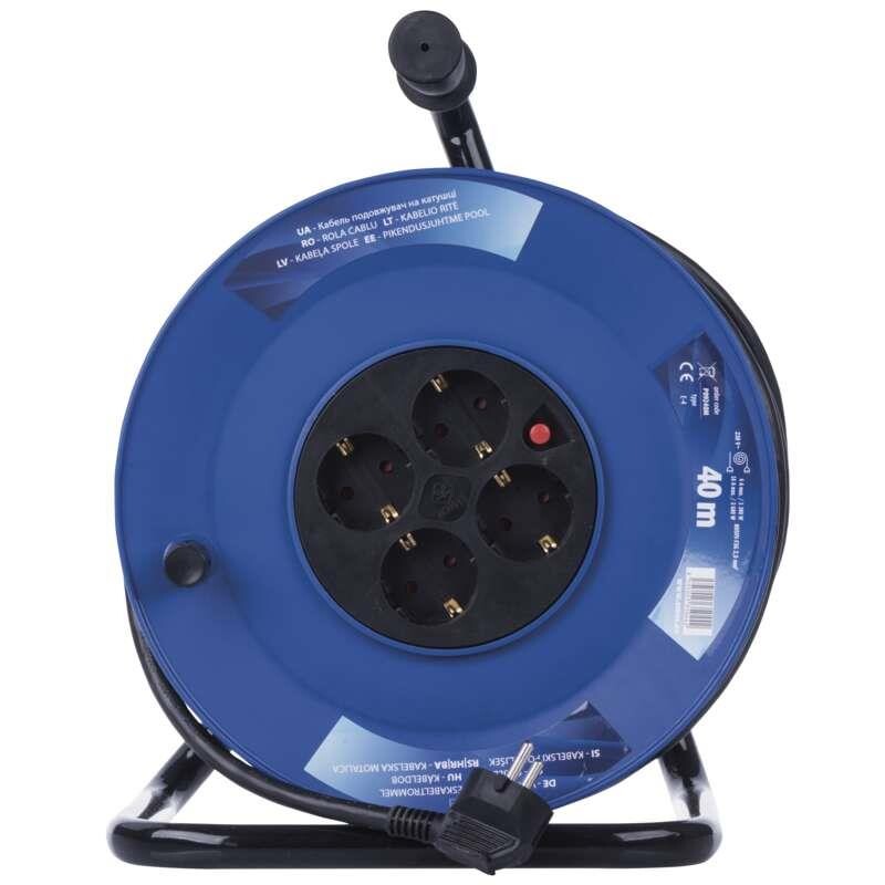 Удлинитель на катушке Emos (P09240M) 4 розетки, 2.5 мм2, 40м, Black/Blue