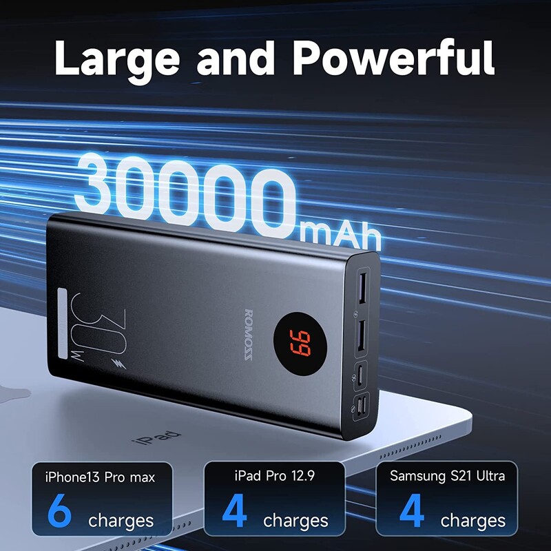 Універсальна мобільна батарея Romoss PEA30 30000mAh 30W Black (PEA30-292-2111H)