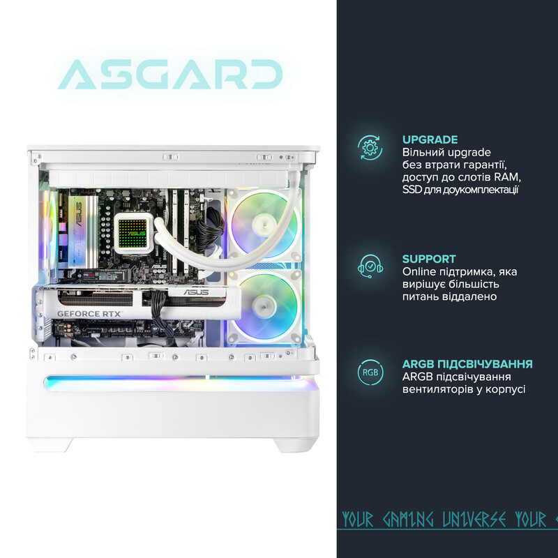 Ігровий комп`ютер ASGARD GAMER RTX 5070 / Ryzen 7 7800X3D / DDR5 32GB / SSD 1TB (ASG-G-5070-7547)