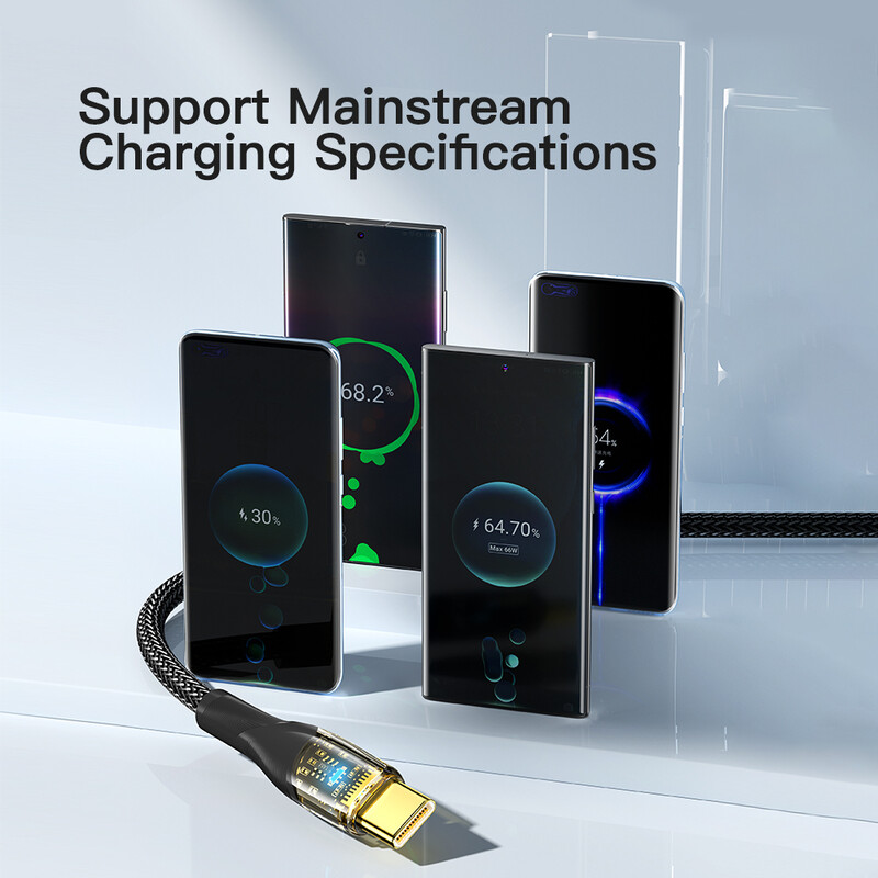 Кабель Essager Interstellar Transparent Design USB - USB Type-C (M/M), 100W, 2 м Black (EXCT-XJA01-P)