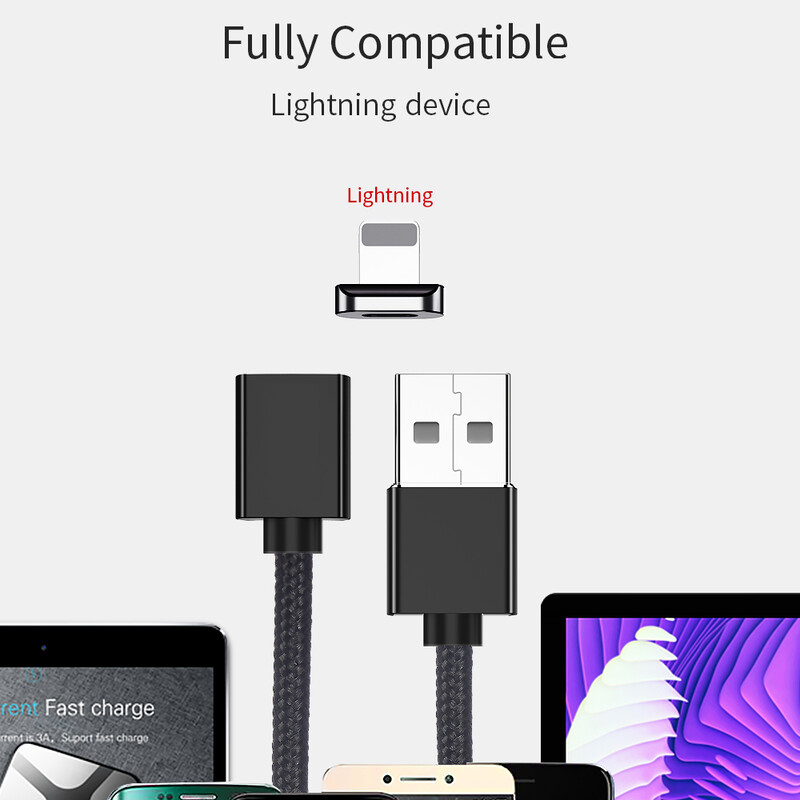 Кабель Essager Magic Power Magnetic USB - Lightning (M/M), 1 м Black (EXCCXL-ML01)