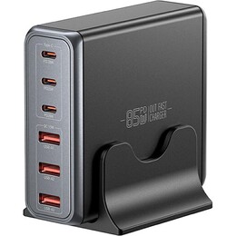 Мережевий зарядний пристрій Essager Engine 85W GaN (3xUSB-A, 3xUSB-C) Black (EZC85W-SXB0G-Z)