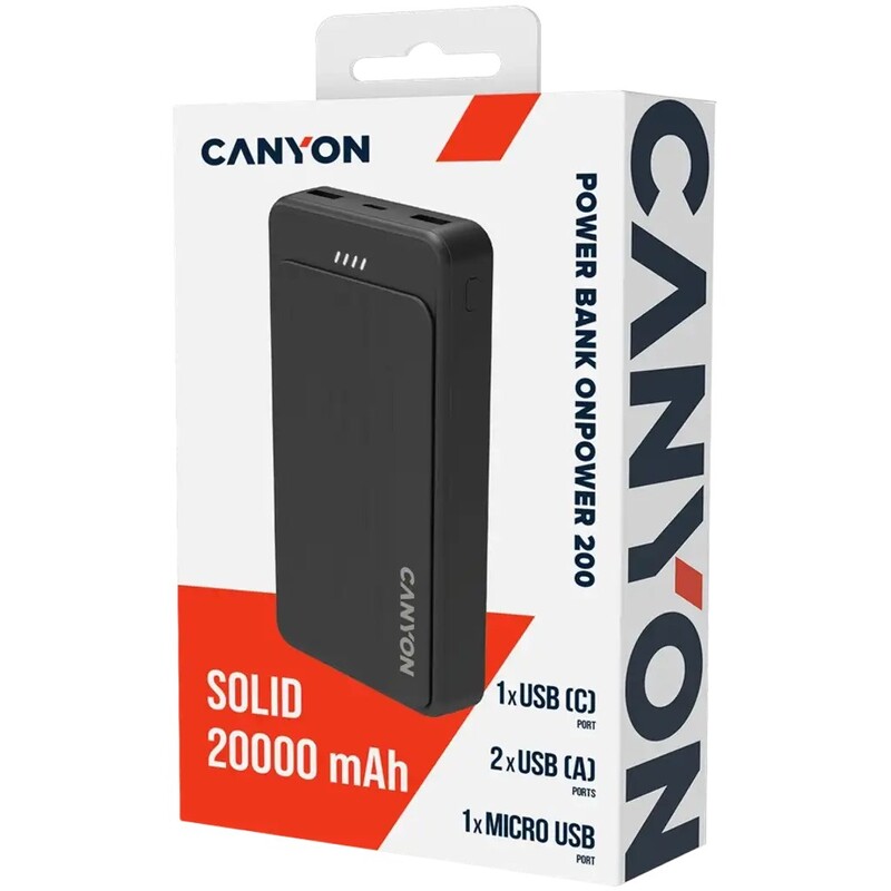 Універсальна мобільна батарея Canyon OnPower 200 20000mAh Black (CNS-CPB200B)