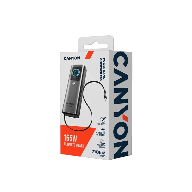 Універсальна мобільна батарея Canyon OnPower 265 20000mAh 165W Dark Grey (CNS-CPB265DG)